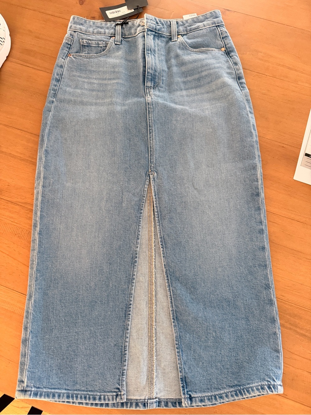 Paige Denim Midi Skirt with Front Slit - Light Blue BRAND NEW WITH TAGS
